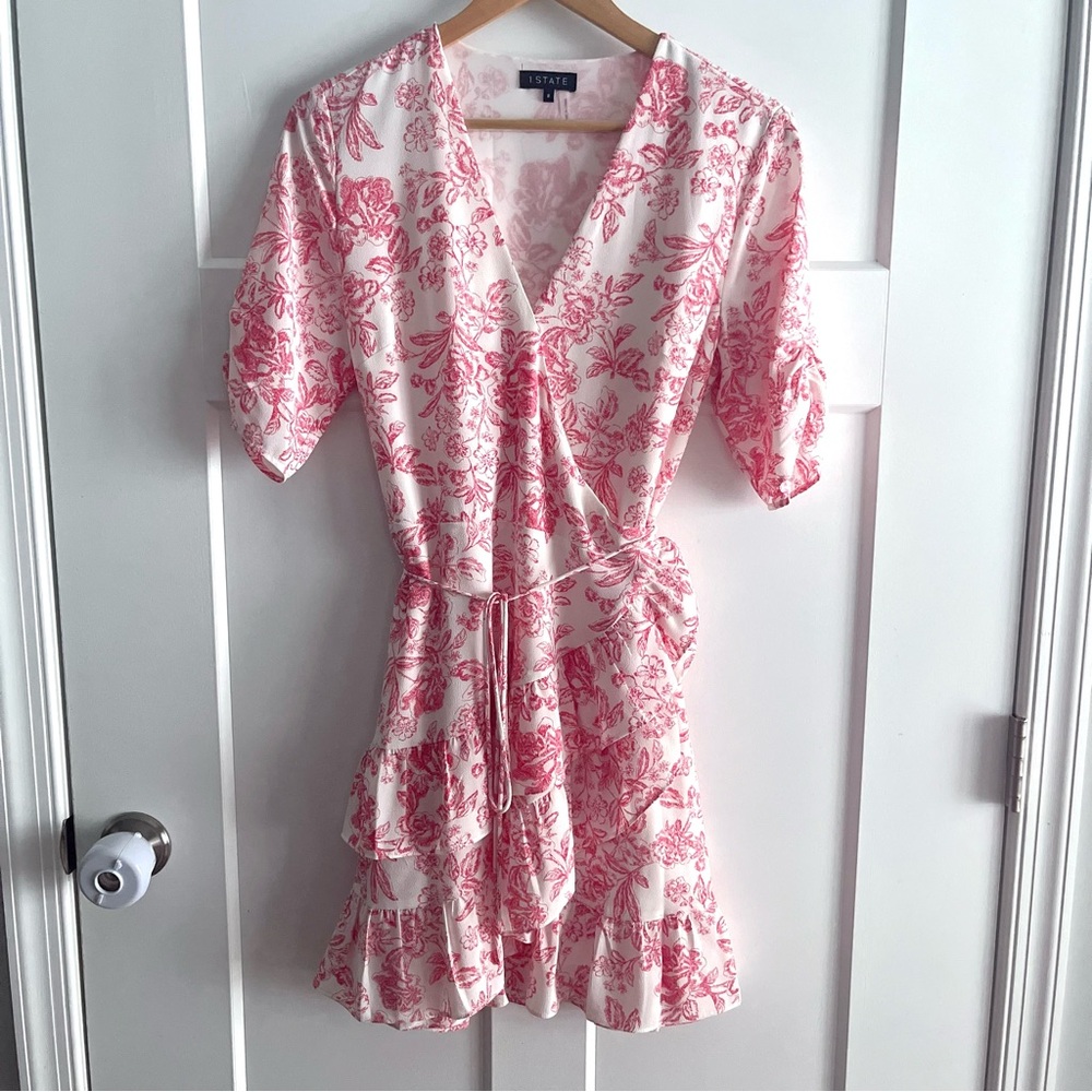 NWOT 1.State Floral Mini V-Neck Wrap Dress Size 8